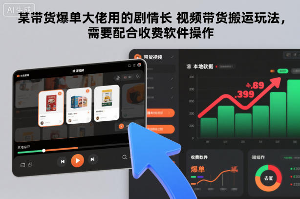 某带货爆单大佬用的剧情长视频带货搬运玩法,需要配合收费软件操作-白蛇网赚-余宽网创