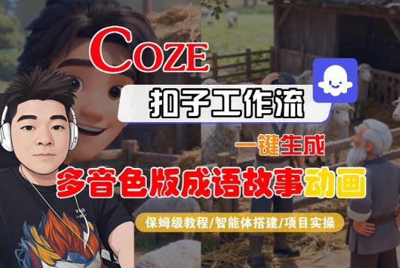 Coze扣子智能体工作流一键生成“多音色版成语故事“动画,全流程保姆级教学-白蛇网赚-余宽网创
