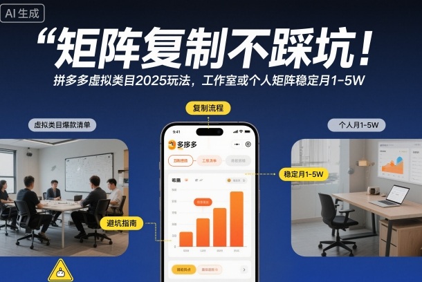 矩阵复制不踩坑！拼多多虚拟类目2025玩法，工作室或者个人矩阵稳定月1-5W【揭秘】-白蛇网赚-佐思资源网下载-专注于互联网平台分享平台
