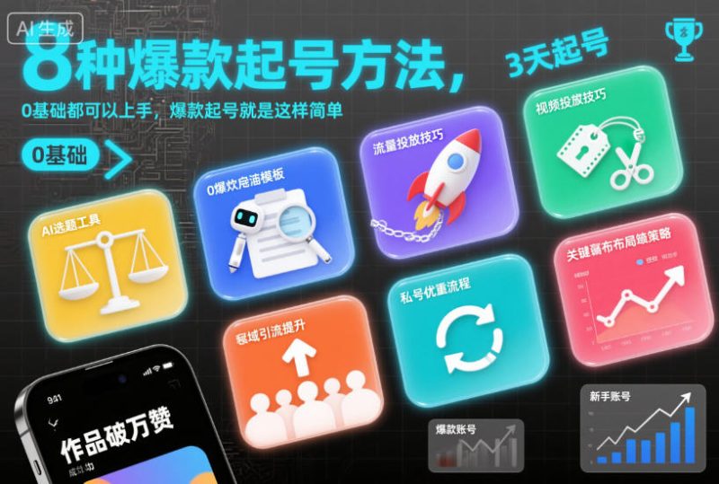 8种爆款起号方法,0基础都可以上手,爆款起号就是这样简单-白蛇网赚-余宽网创