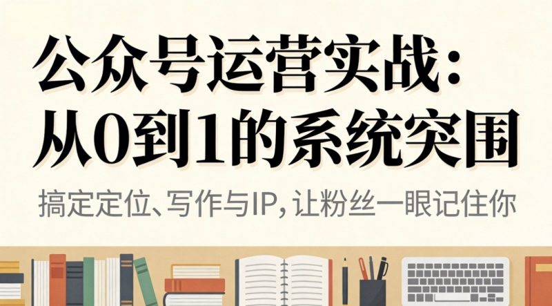 公众号运营实战:从0到1的系统突围-白蛇网赚-余宽网创