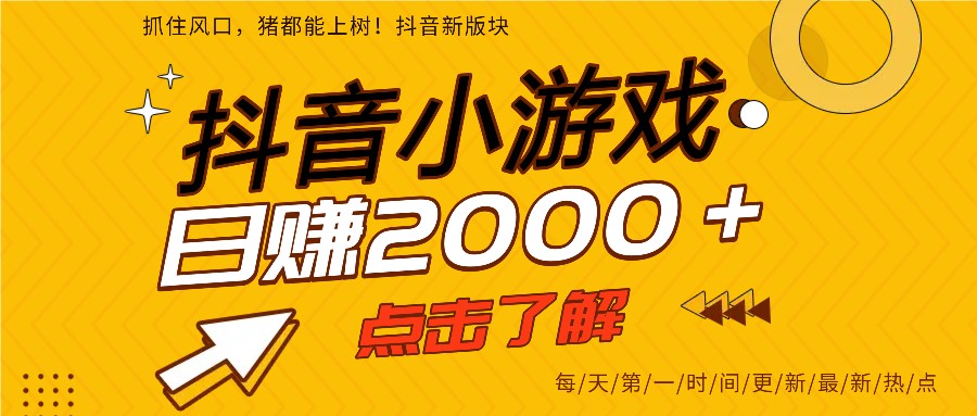 5年爆火的抖音小游戏项目,一部手机日入2000+-白蛇网赚-佐思资源网下载-专注于互联网平台分享平台