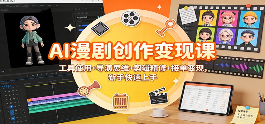 AI漫剧创作变现课:工具使用+导演思维+剪辑精修+接单变现,新手快速上手-白蛇网赚-佐思资源网下载-专注于互联网平台分享平台