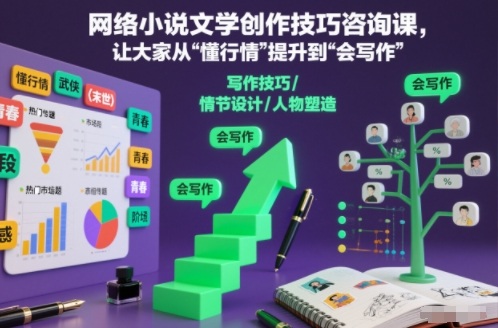 网络小说文学创作技巧咨询课，让大家从“懂行情”提升到”会写作”的高度-白蛇网赚-佐思资源网下载-专注于互联网平台分享平台