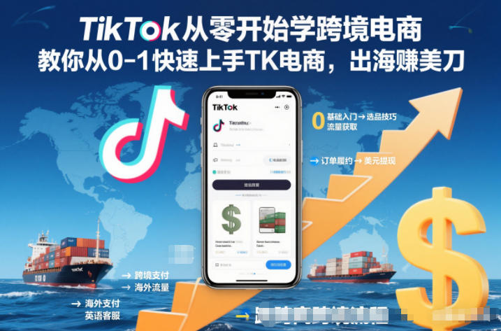 TikTok从零开始学跨境电商,教你从0-1快速上手TK电商,出海賺美刀-白蛇网赚-佐思资源网下载-专注于互联网平台分享平台