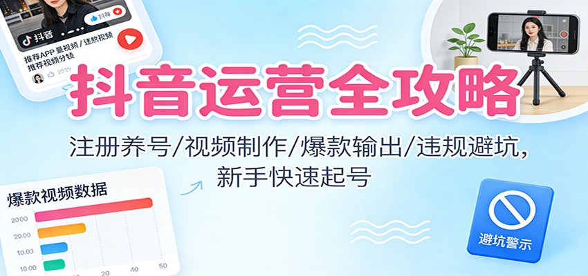 抖音运营全攻略:注册养号/视频制作/爆款输出/违规避坑,新手快速起号-白蛇网赚-佐思资源网下载-专注于互联网平台分享平台