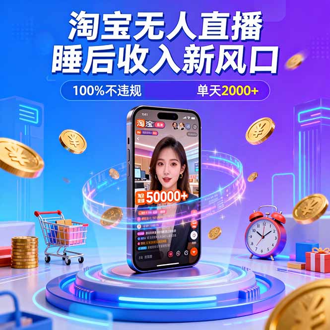淘宝无人直播,不违规不封号,直播100小时卖了5万,年底旺季!-白蛇网赚-佐思资源网下载-专注于互联网平台分享平台