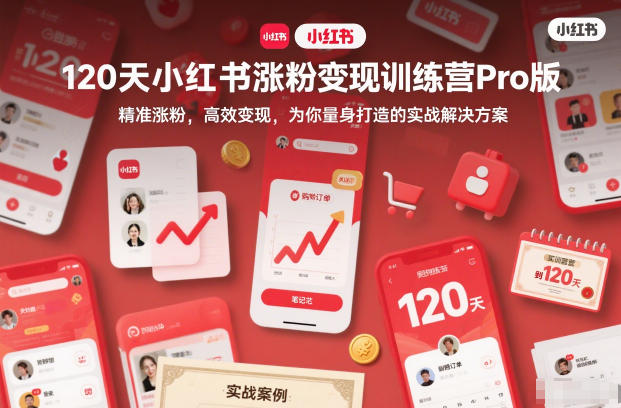 120天小红书涨粉变现训练营Pro版,精准涨粉,高效变现,为你量身打造的实战解决方案-白蛇网赚-余宽网创
