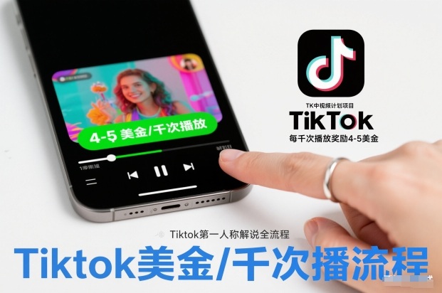 TK中视频计划项目,Tiktok第一人称解说流程,每干次播放奖励4-5美金-白蛇网赚-余宽网创