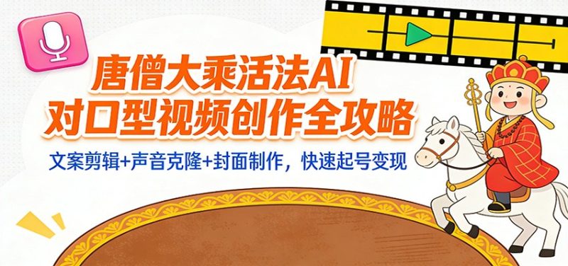 “大乘活法”AI对口型视频创作全攻略:文案剪辑+声音克隆+封面制作,快速起号变现-白蛇网赚-余宽网创