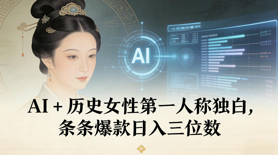 AI+历史女性第一人称独白，条条爆款日入三位数-白蛇网赚-佐思资源网下载-专注于互联网平台分享平台
