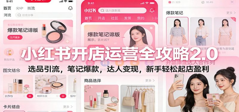 小红书开店运营全攻略2.0：选品引流，笔记爆款，达人变现，新手轻松起店盈利-白蛇网赚-余宽网创