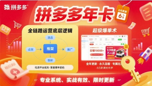 拼多多年卡，拼多多全链路运营底层逻辑，超级爆单术【更新12月】-白蛇网赚-余宽网创