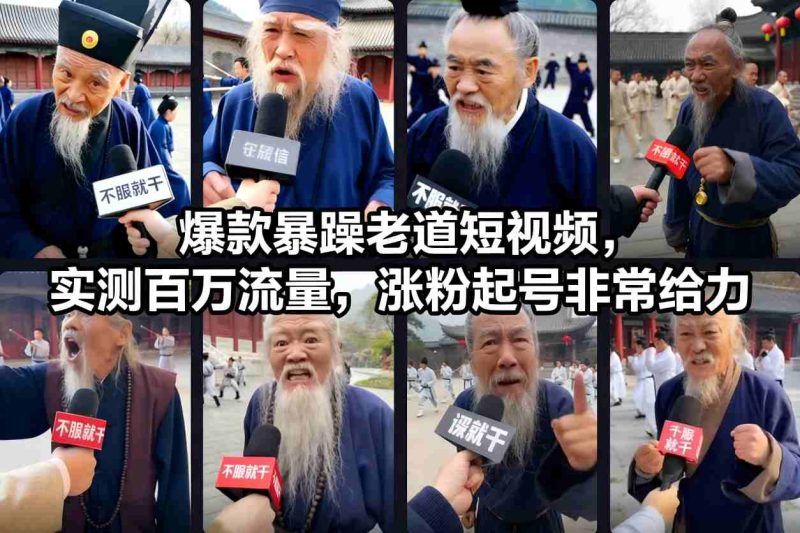 爆款暴躁老道短视频，实测百万流量，涨粉起号非常给力-白蛇网赚-余宽网创