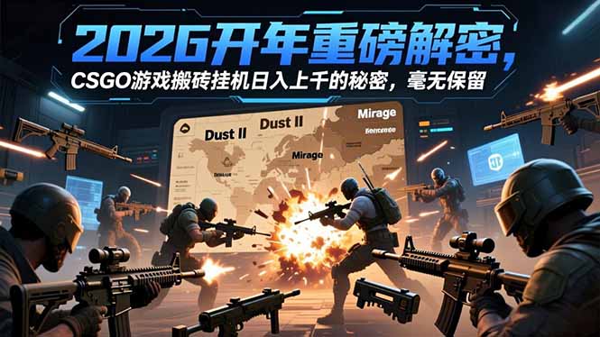 2026开年重磅解密，CSGO游戏搬砖挂机日入上千的秘密，毫无保留-白蛇网赚-余宽网创