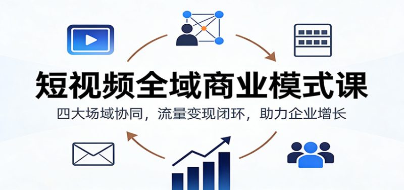 短视频全域商业模式课：四大场域协同，流量变现闭环，助力企业增长-白蛇网赚-余宽网创