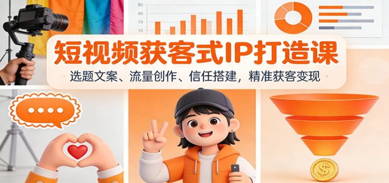 短视频获客式IP打造课：选题文案、流量创作、信任搭建，精准获客变现-白蛇网赚-余宽网创