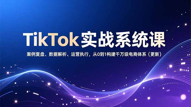 TikTok实战系统课，案例复盘、数据解析、运营执行，从0到1构建千万级电商体系(更新-白蛇网赚-余宽网创