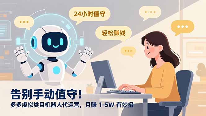 告别手动值守！多多虚拟类目机器人代运营，月赚 1-5W 有妙招-白蛇网赚-余宽网创