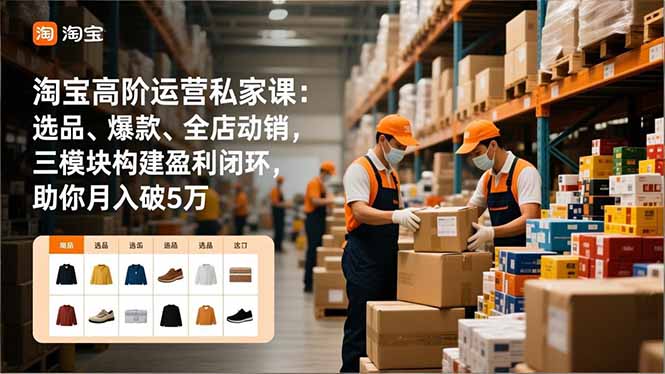 淘宝高阶运营私家课：选品、爆款、全店动销，三模块构建盈利闭环，助你月入破5万(更新12月-白蛇网赚-余宽网创