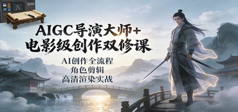 AIGC导演大师+电影级创作双修课：AI创作全流程、角色剪辑、高清渲染实战-白蛇网赚-余宽网创