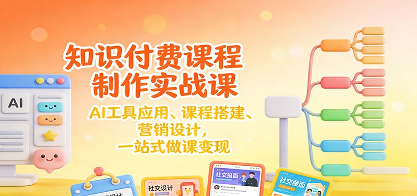 知识付费课程制作实战课：AI工具应用 、课程搭建、营销设计，一站式做课变现-白蛇网赚-余宽网创