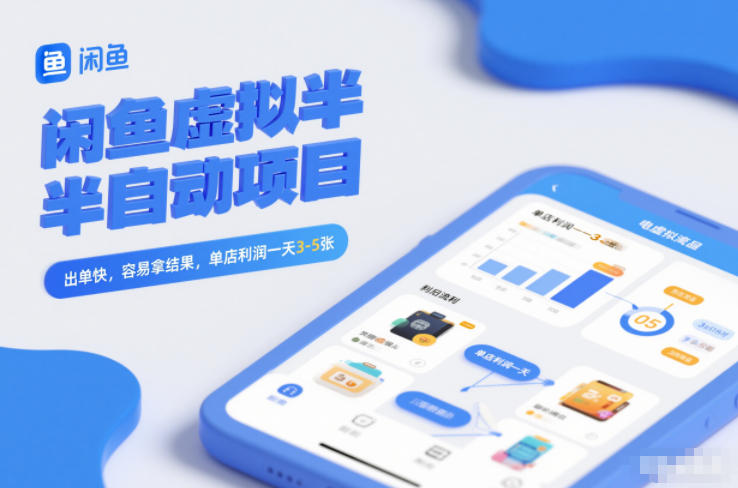 闲鱼虚拟半自动项目，出单快，容易拿结果，单店利润一天3-5张-白蛇网赚-余宽网创