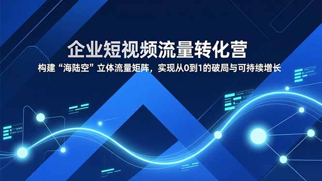 企业短视频流量转化营，构建“海陆空”立体流量矩阵，实现从0到1的破局与可持续增长-白蛇网赚-余宽网创