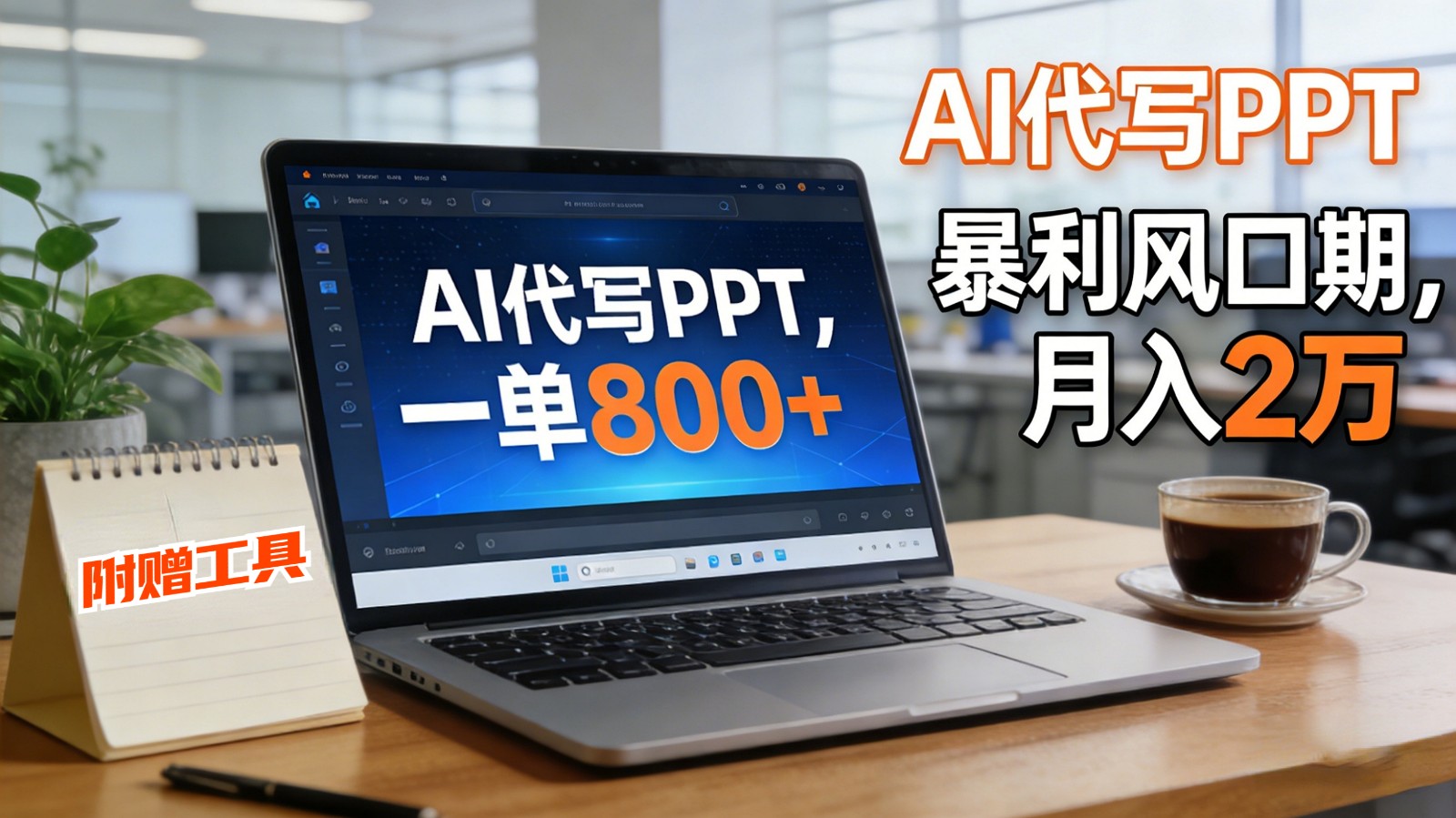 AI 代写做 PPT！一单狂赚 800+，风口期月入 2 万(工具 + 提示词直接送)-白蛇网赚-余宽网创