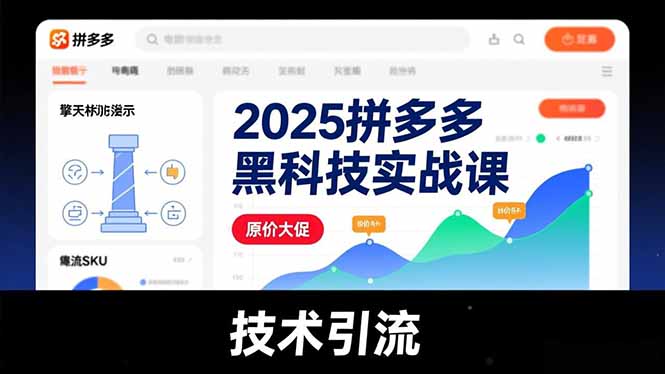 2025拼多多黑科技实战课，擎天柱玩法、爆流SKU、原价大促，技术引流，单店日销轻松破千单-白蛇网赚-余宽网创