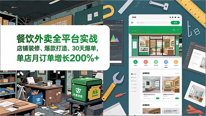 餐饮外卖全平台实战,店铺装修、爆款打造、30天爆单,手把手教学,单店月订单增长200%+-白蛇网赚-余宽网创