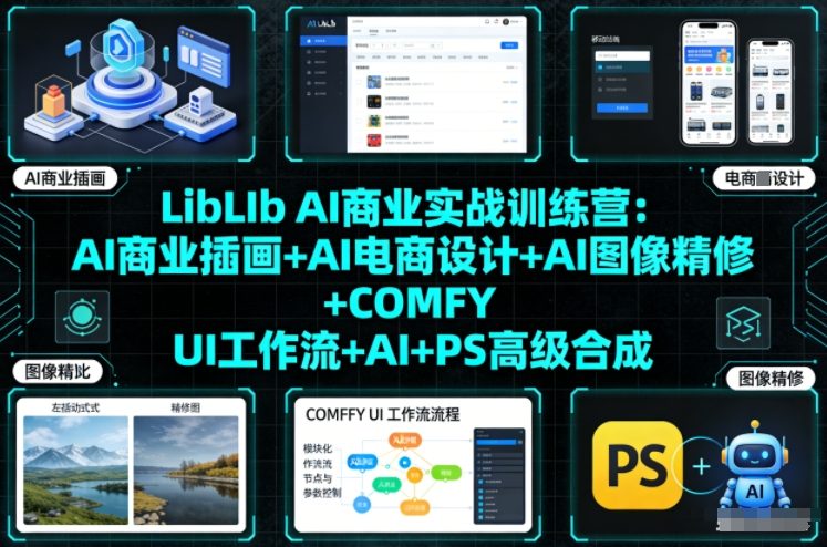 LibLIb AI商业实战训练营：AI商业插画+AI电商设计+AI图像精修+COMFY UI工作流+AI+PS高级合成-白蛇网赚-余宽网创