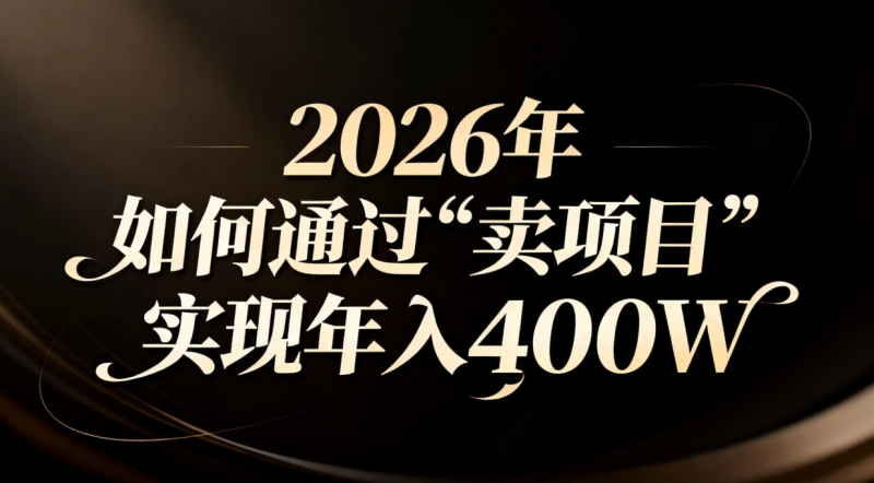 2026年如何通过“卖项目”实现年入百万-白蛇网赚-余宽网创