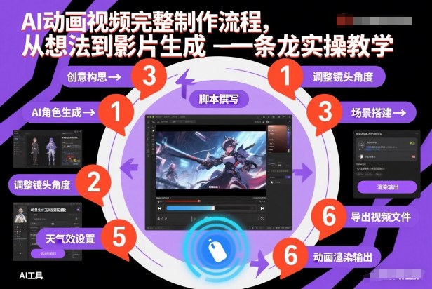 AI动画视频完整制作流程，从想法到影片生成一条龙实操教学-白蛇网赚-余宽网创