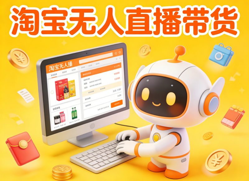 淘宝无人直播带货，24小时自动卖货，月佣金1W+，不违规不封号，不用露脸-白蛇网赚-余宽网创