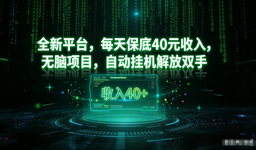 最新看广平台，每天保底30-4米，无脑项目，自动挂G解放双手【揭秘】-白蛇网赚-余宽网创