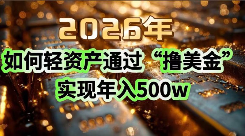 2026年如何轻资产通过“撸美金”实现年入500w-白蛇网赚-余宽网创
