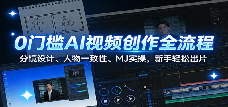0门槛AI视频创作全流程：分镜设计、人物一致性、MJ实操，新手轻松出片-白蛇网赚-余宽网创
