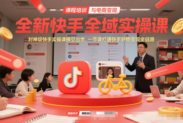 全新快手全域实操课，封神级快手实操课横空出世，一节课打通快手好物变现全链路-白蛇网赚-余宽网创