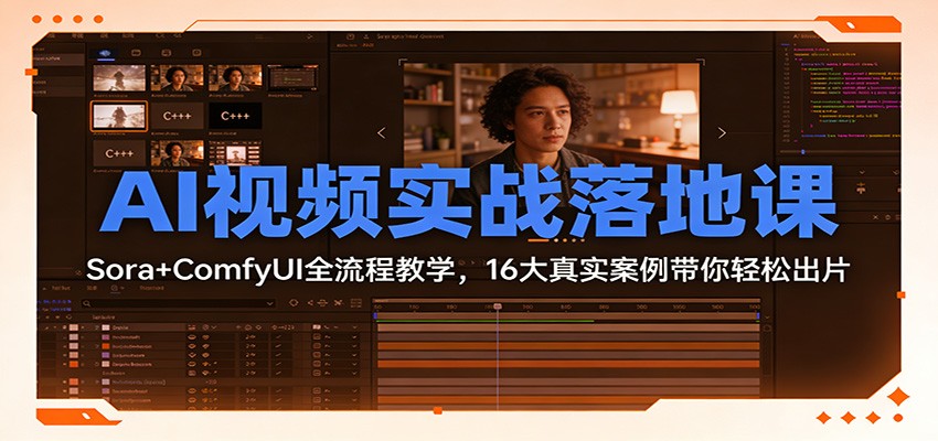 AI视频实战落地课：Sora+ComfyUI全流程教学，16大真实案例带你轻松出片-白蛇网赚-余宽网创