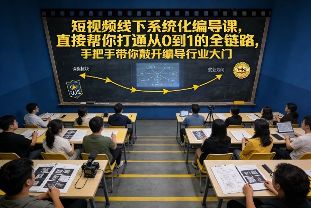 短视频线下系统化编导课，直接帮你打通从0到1的全链路，手把手带你敲开编导行业大门-白蛇网赚-余宽网创