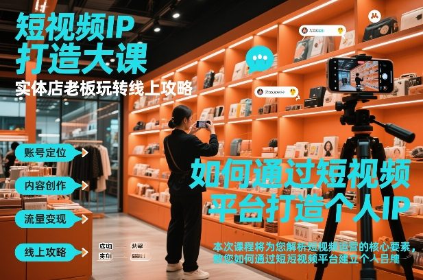 短视频ip打造大课，实体店老板玩转线上攻略-白蛇网赚-余宽网创