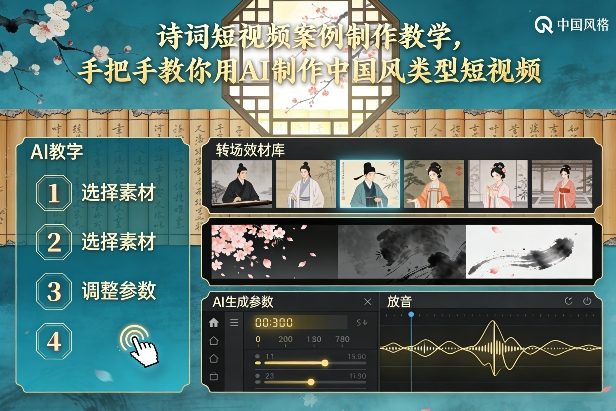 古诗词短视频案例制作教学，手把手教你用AI制作中国风类型短视频-白蛇网赚-余宽网创