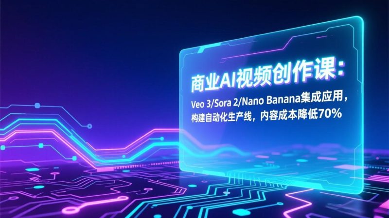商业AI视频创作课：Veo 3/Sora 2/Nano Banana集成应用，构建自动化生产线，内容成本降低70%-白蛇网赚-余宽网创