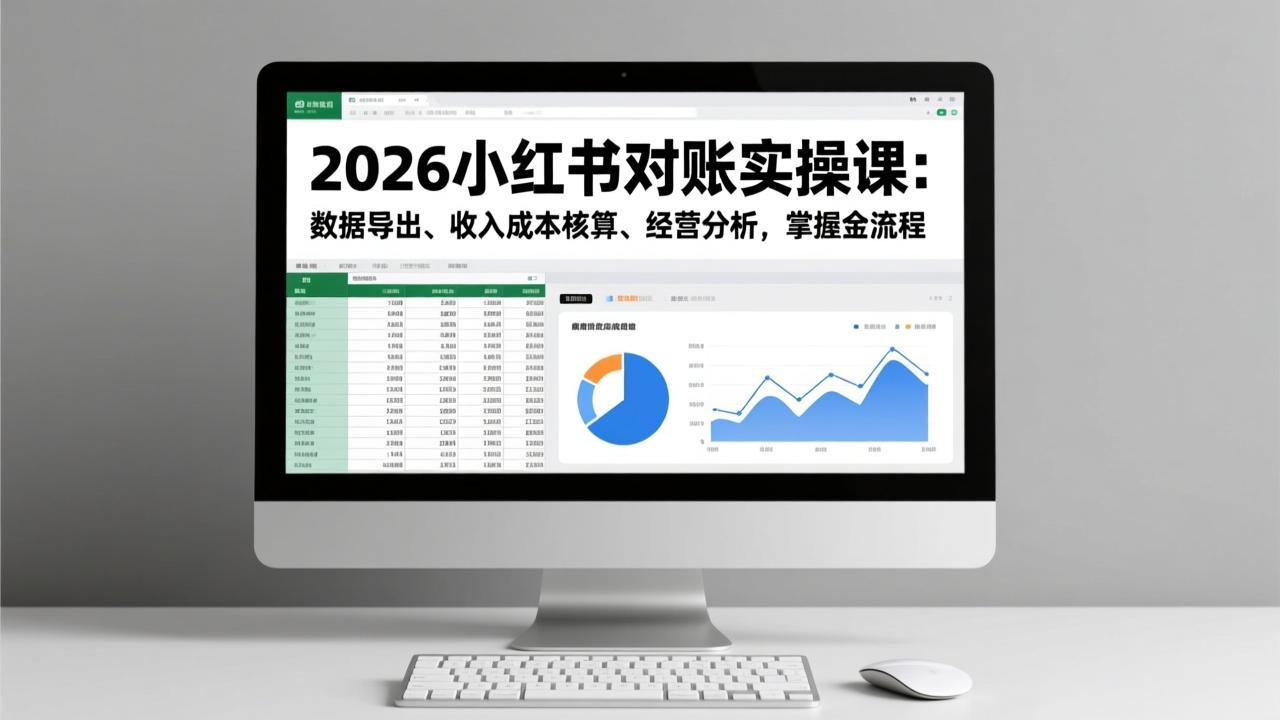 2026小红书对账实操课：数据导出、收入成本核算、经营分析，掌握全流程-白蛇网赚-余宽网创