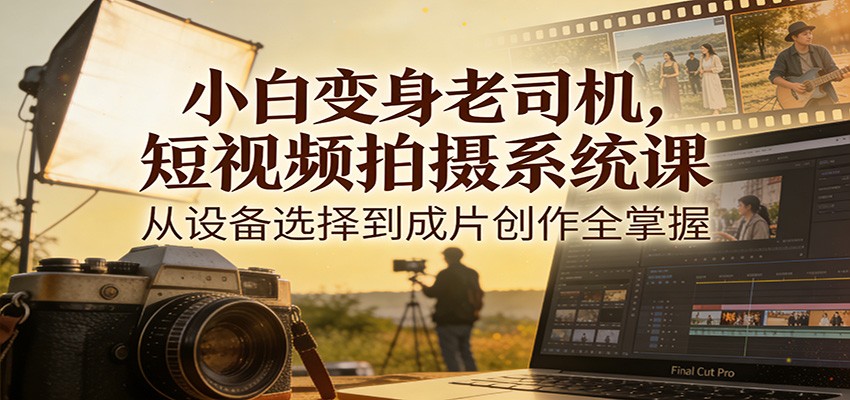 小白变身老司机，短视频拍摄系统课，从设备选择到成片创作全掌握-白蛇网赚-余宽网创