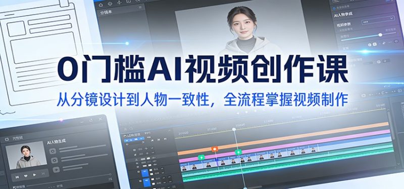 0门槛AI视频创作课：从分镜设计到人物一致性，全流程掌握视频制作-白蛇网赚-余宽网创