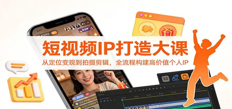 短视频IP打造大课：从定位变现到拍摄剪辑，全流程构建高价值个人IP-白蛇网赚-余宽网创