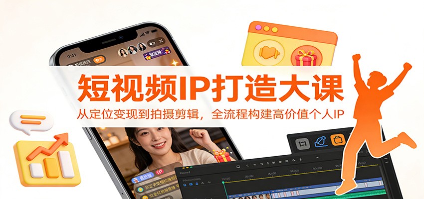 短视频IP打造大课：从定位变现到拍摄剪辑，全流程构建高价值个人IP-白蛇网赚-余宽网创