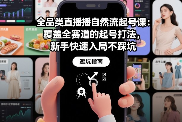 全品类直播自然流起号课：覆盖全赛道的起号打法，新手快速入局不踩坑-白蛇网赚-余宽网创